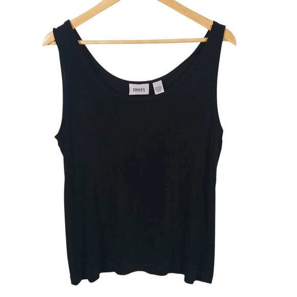 Chico's Tops - Chicos Travelers Size XL, Black Sleeveless Top Soft Knit, Tank, Versatile Travel